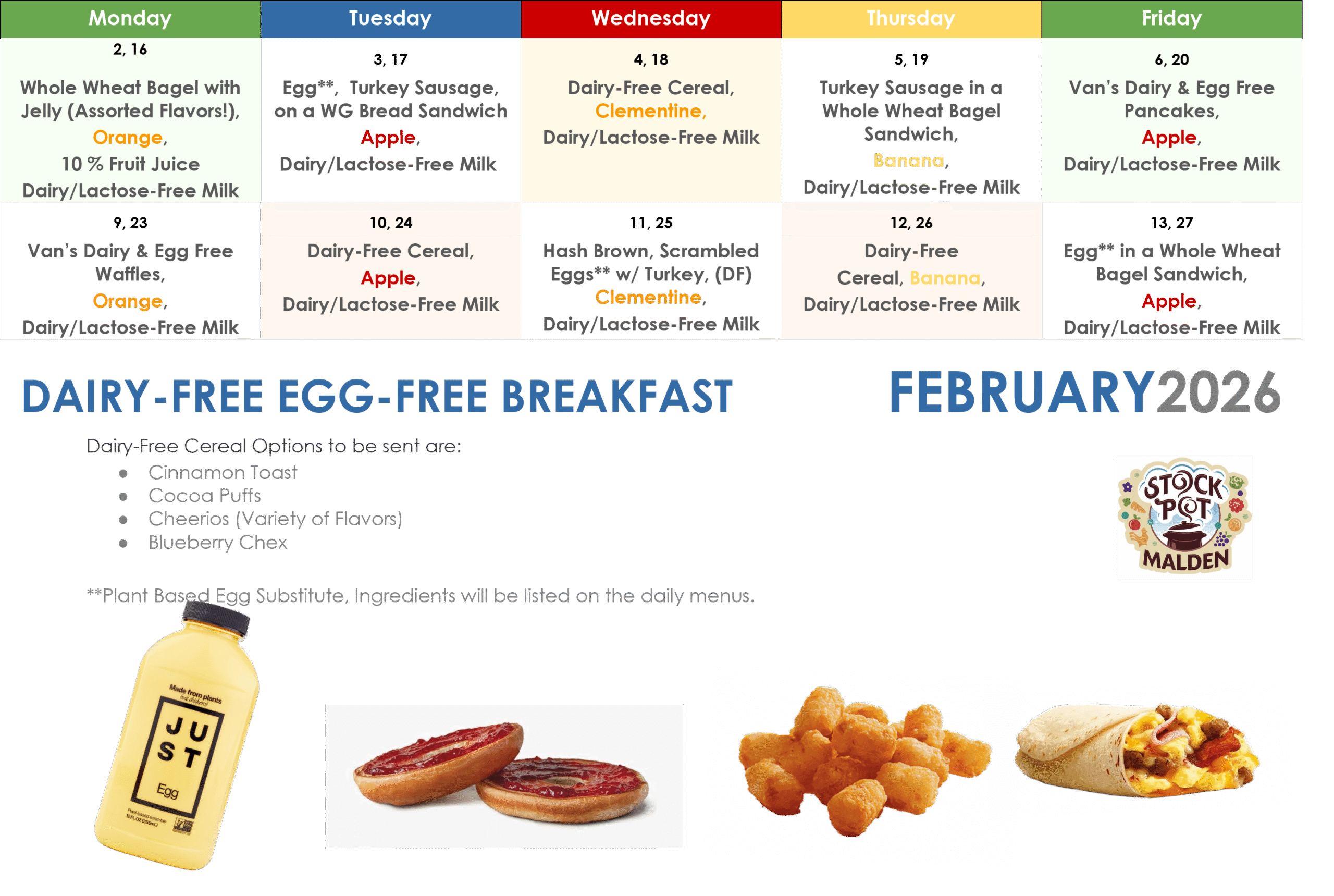 Dairy Free Breakfast Menu